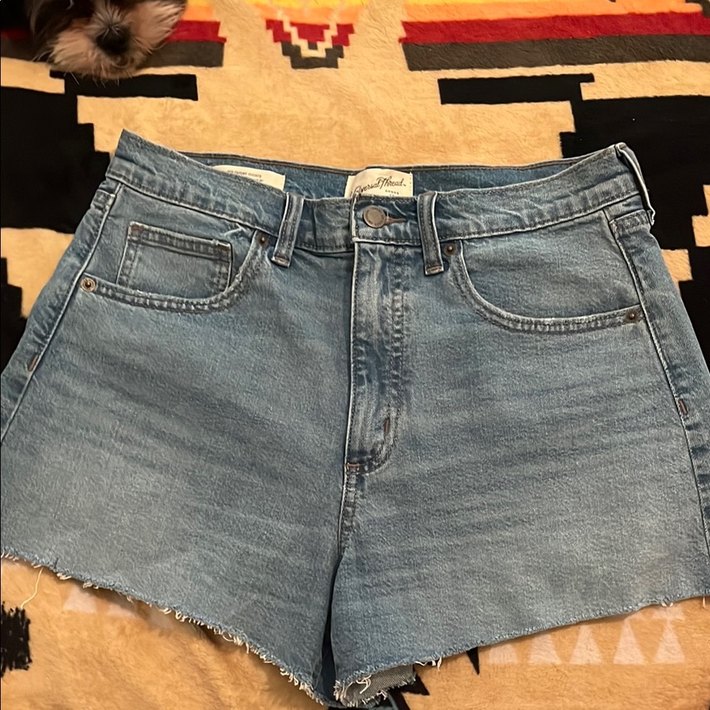 Universal Thread Blue Jean Shorts High-Waisted Frayed Hem
